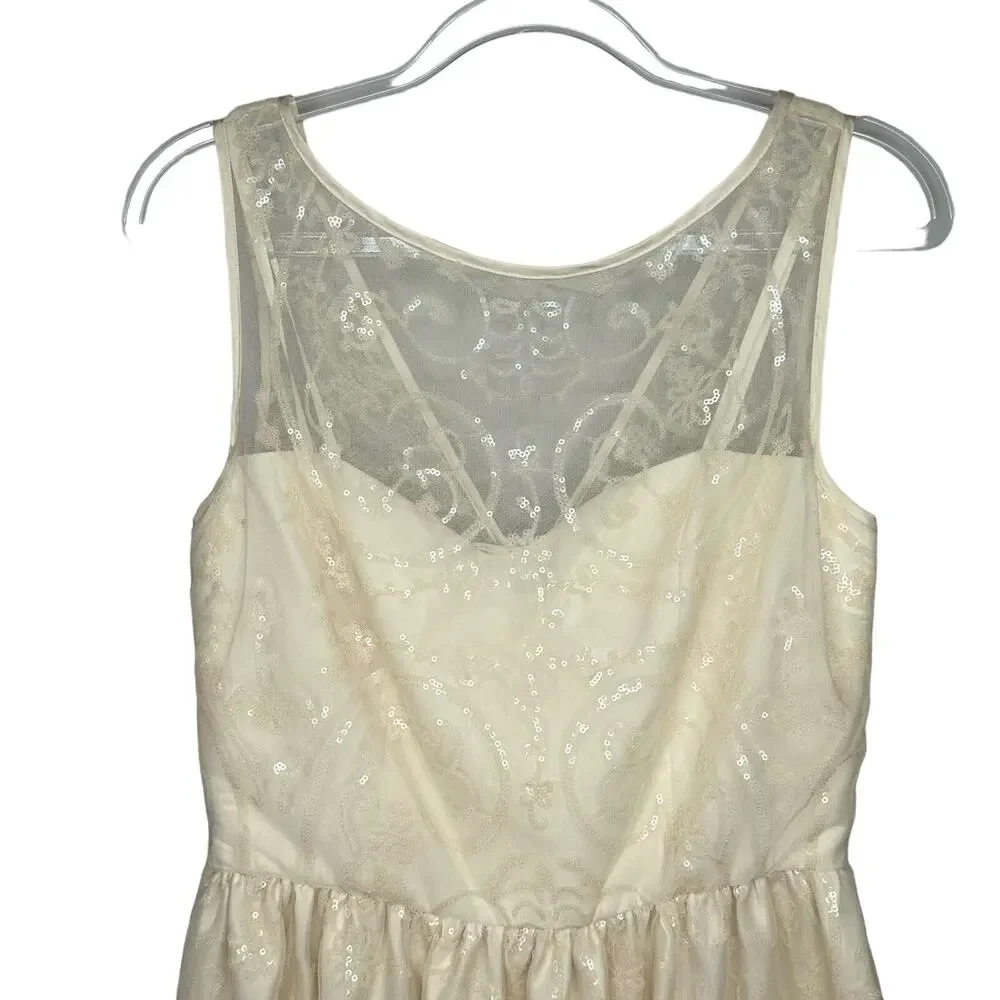 Jill Stuart Women’s 6 Sequin Ivory Mini Fit & Flare Dress - Picture 5 of 10